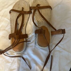 Banana Republic Factory Brown Espadrille Ankle tie up sandals